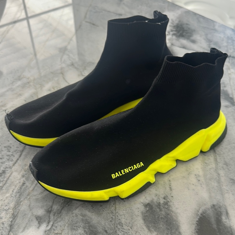 Balenciaga Black and Neon Yellow Sneakers